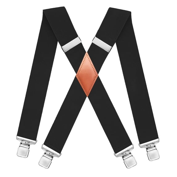 MENDENG Suspenders for Men Heavy Duty 2" Wide X-Back Adjustable Elastic Braces with Leather Crosspatch Strong Clips for Jeans Pants Work