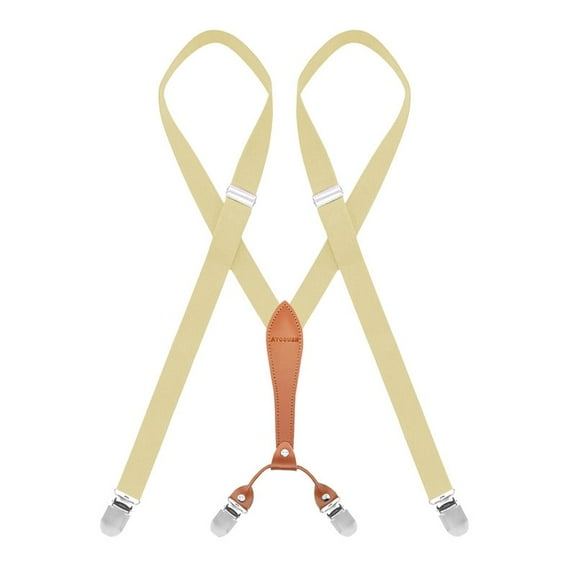 MENDENG Suspenders for Women Beige Y Shape Adjustable Straight Clips Lady Braces