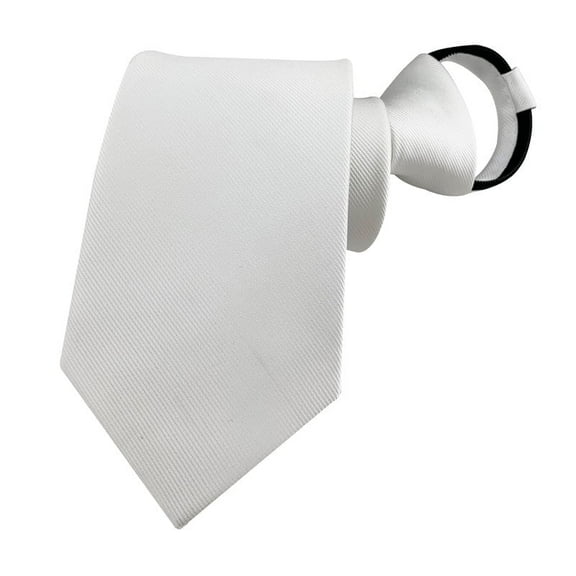 MENDENG White Zipper Ties for Men Adjustable 3.15" Classic Neckties for Business Wedding Groomsmen