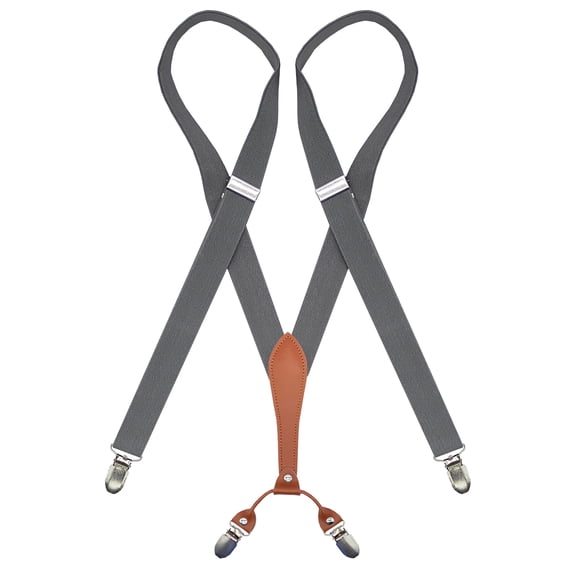 MENDENG Women Suspenders Gray for Pants Skirt Under Clothes Y Back Casual Braces 4 Clip Suspender