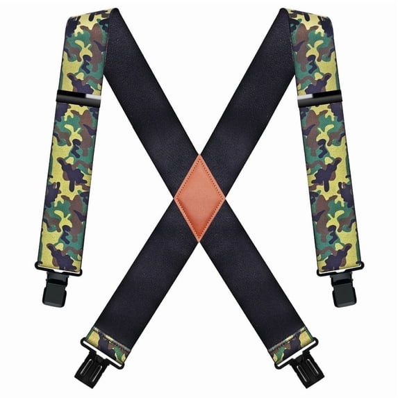 MENDENG Work Suspenders for Men Heavy Duty 2" Wide Sturdy Clips X-Back Design Camo Suspenders Jeans