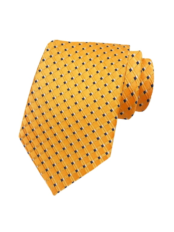 Yellow 3.15" Ties for Men Check Pattern Woven Jacquard Neckties for Party Office Graduation