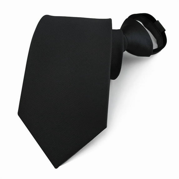 MENDENG Zipper Ties for Men Adjustable 3.15" Black Neckties for Party Daily Dress Business Solid