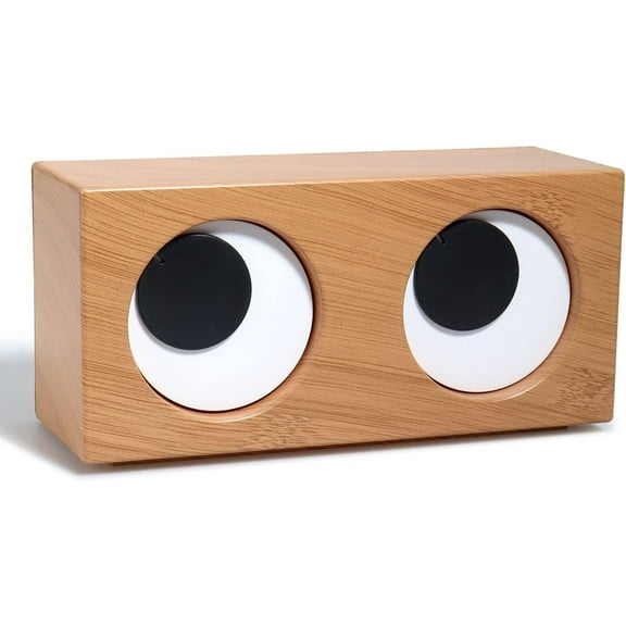 MENG ZHI AO Desktop Big Eyes Clock Rotating Eyes Clock Creative Funny Kids Clock for Kids Mother Father Valentine Christmas (Wood Color)