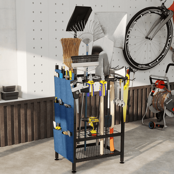 MENGFANYU-Garden Tool Organizer For Garage Organization, 3 Tier Yard Tool Storage Rack With 35 Long-Handled Tool Slots, Yard, for garage, Storage Racks