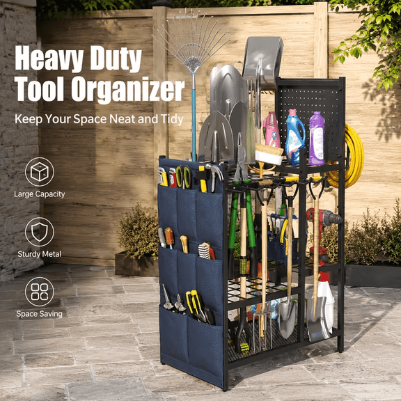 MENGFANYU-Garden Tool Organizer for Garage, Utility Storage Racks W/ Storage Bag
