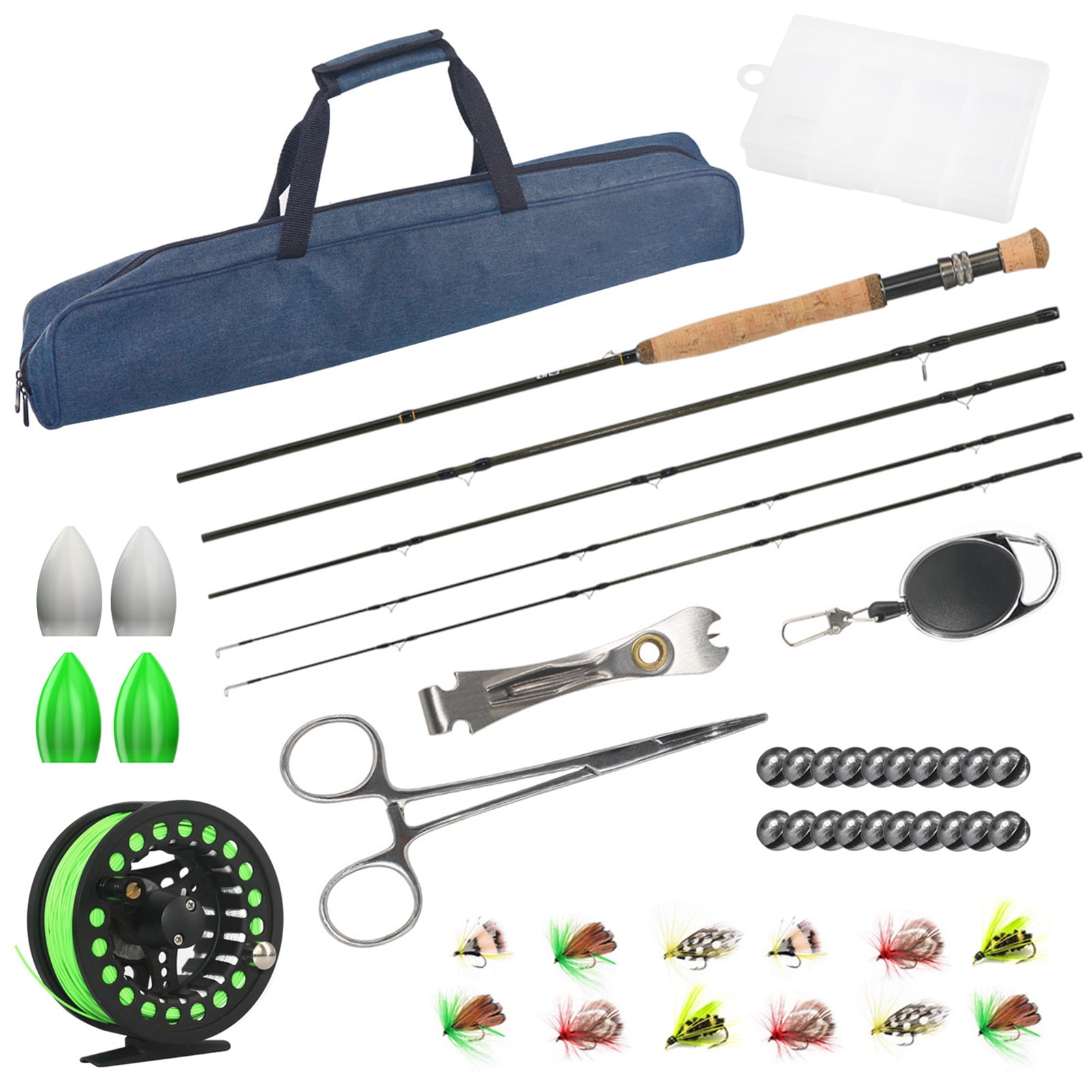 MENGQI Fly Fishing Gear Set Carbon Fly Rod and Reel Combo with 42Piece Kit