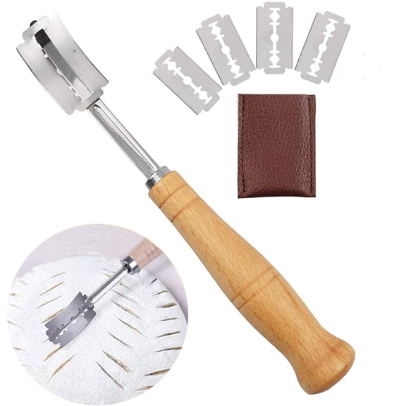 MENGZF Bread Lame, Dough Razor with 5 Blades, Bread Baker's Cutter, Baguette Knife, Baker's Knife, Scoring Knife for Cutting Baguettes, Curved Bread Knife, Dough Knife for DIY Bread Dough