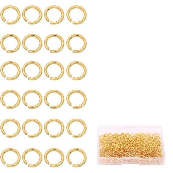 MENKEY 18K Gold Plated Jump Rings Non Tarnish 6mm 200pcs for Jewelry Making Findings