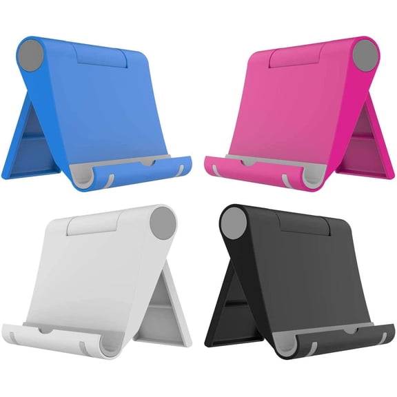 MENKEY 4 Pack Cell Phone Stand for Desk, Foldable Cell Phone Holder Mobile Stand Phone Dock, Adjustable Tablet Stand Holder Compatible with iPhone 12 iPhone 11 Pro Xs X 8 iPad Samsung (4 Color)