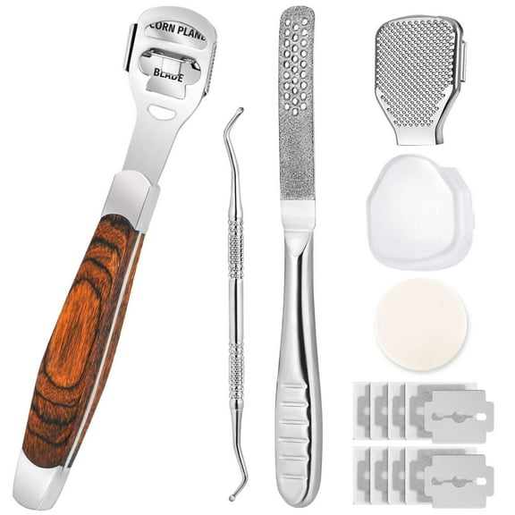 MENKEY Callus Shaver, Foot Shaver Callus Remover for Feet Hand Care with Foot File, 10pcs Blades, Foot File Head and Dead Skin Storage Cover (15Pcs in Total)