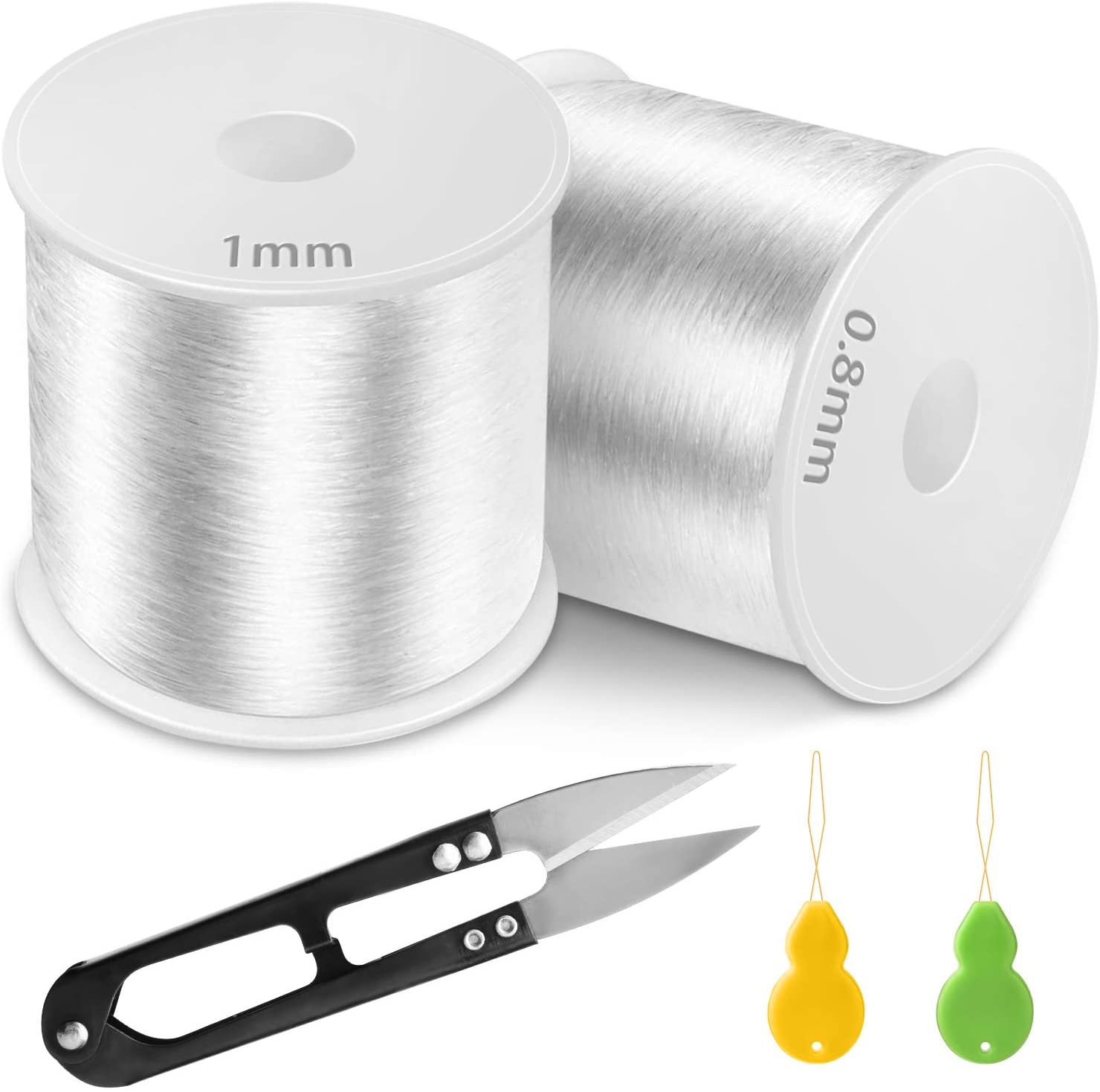MENKEY Elastic String for Bracelets, 820 Feet Clear Stretchy String for  Jewelry Making with Thread Clippers and 2PCS Threaders (0.8mm, 1mm) 