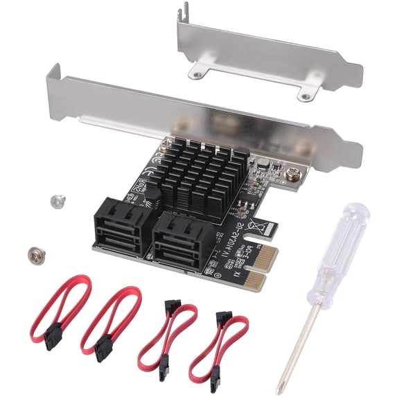 MENKEY SATA Card 4 Port with 4 SATA Cables, 6 Gbps SATA 3.0 Controller PCI Express Expression Card with Low Profile Bracket Support 4 SATA 3.0 Devices