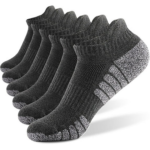 MENRKOO 2022 Men Socks 6 Pairs Men Women Low Canister Movement Take A Walktowel Cotton Breathable Socks Dark Gray