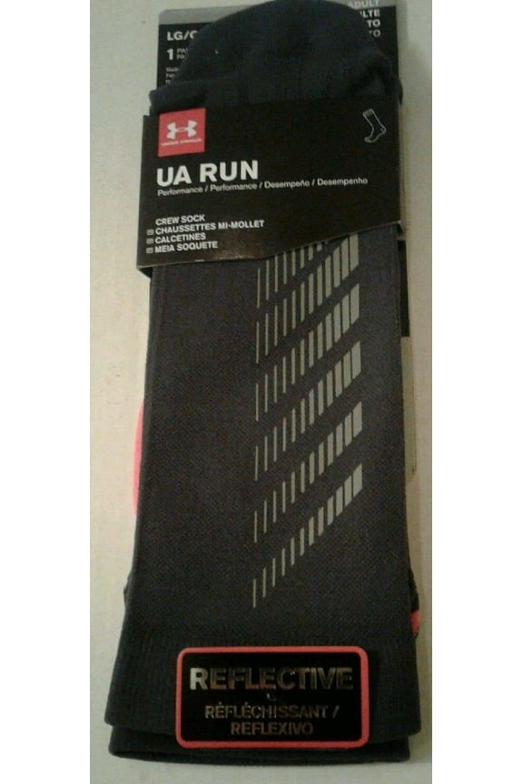 MENS 1 PACK UNDER ARMOUR UA RUN REFLECTIVE CREW SOCK SHOE SIZE 9-12.5