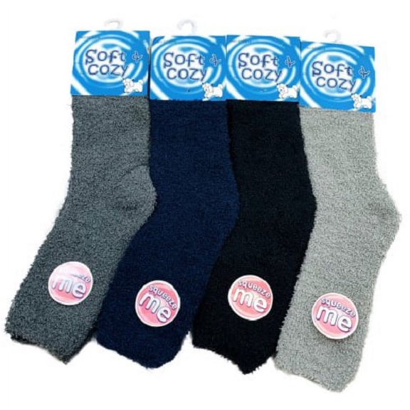 MENS 10 PAIR SOLID COLOR FUZZY SOCKS SLIPPER SOCKS