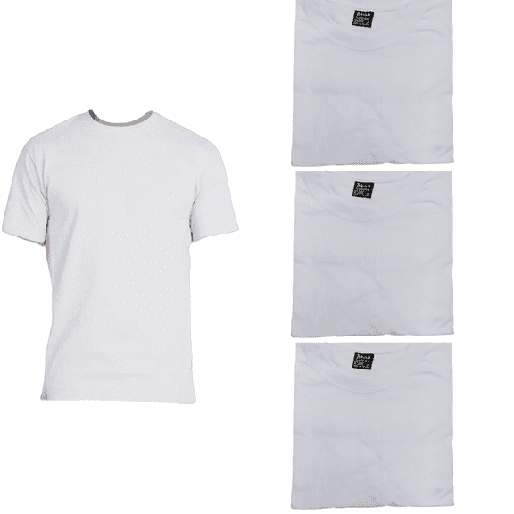 MENS 4 PACK BIG & TALL CREW NECK 100% PURE COTTON T-SHIRTS WHITE SIZE L