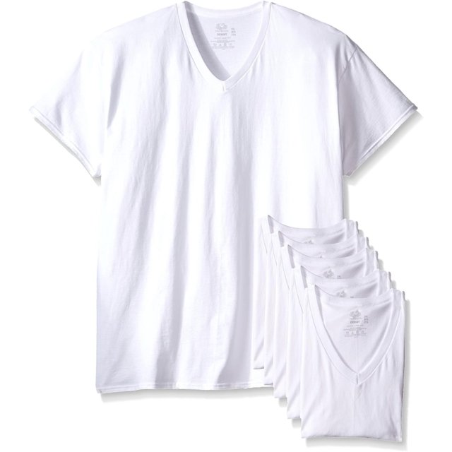 MENS 6 PACK CLASSIC V-NECK T-SHIRTS - WHITE, L, Assorted - Walmart.com