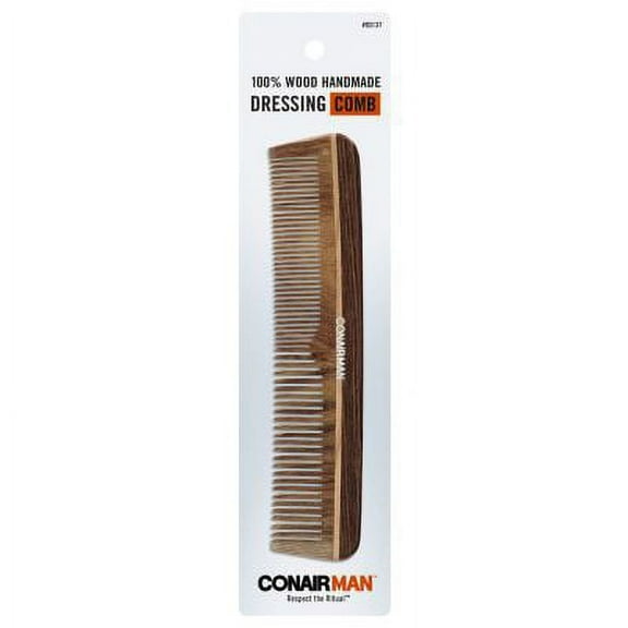 Conair Small 1 Handmade Wood Hair Comb, Detangling, Multicolor