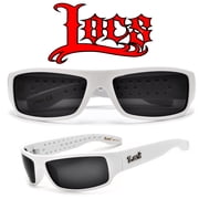 MENS LOCS OG GANGSTER LOWRIDER CHOLO DARK HARDCORE WHITE SHADES SUNGLASSES