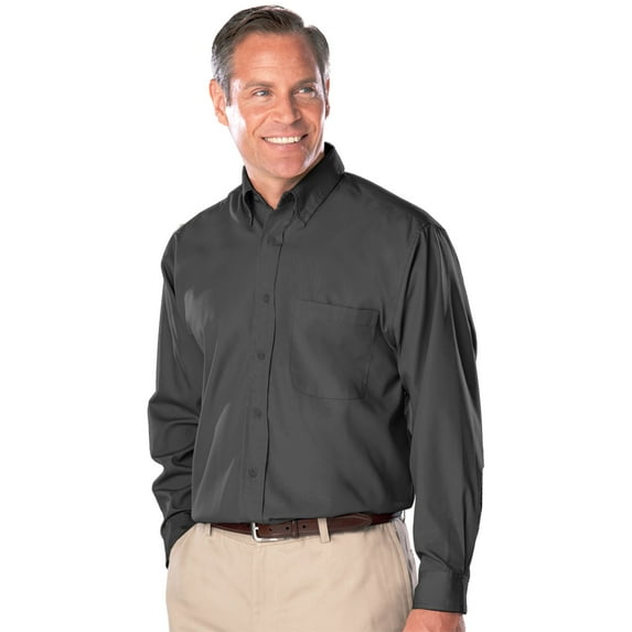 MENS LONG SLEEVE EASY CARE POPLIN WITH MATCHING BUTTONS - GRAPHITE 2 EXTRA LARGE SOLID