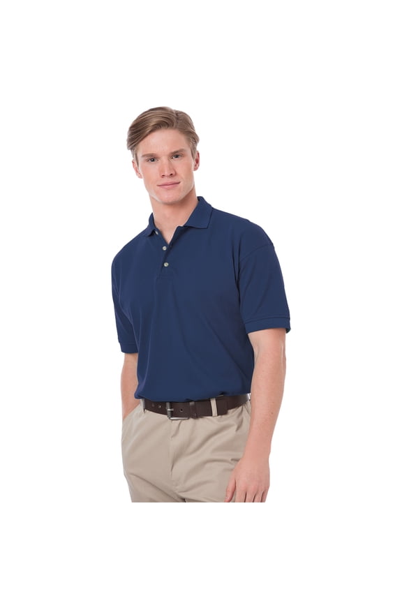 MENS SHORT SLEEVE 100% COTTON PIQUE POLO - NAVY LARGE SOLID