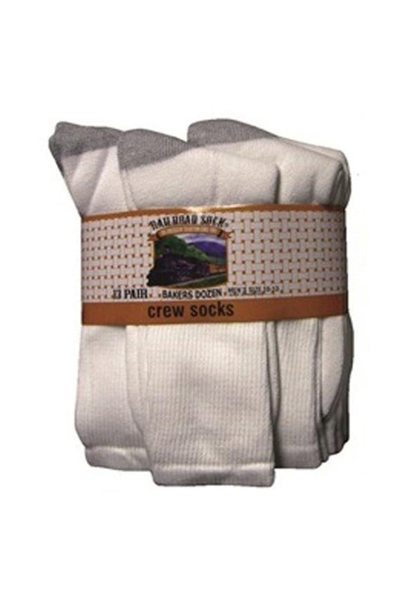 MENS SOCK CREW SZ10-13 WH 13PK