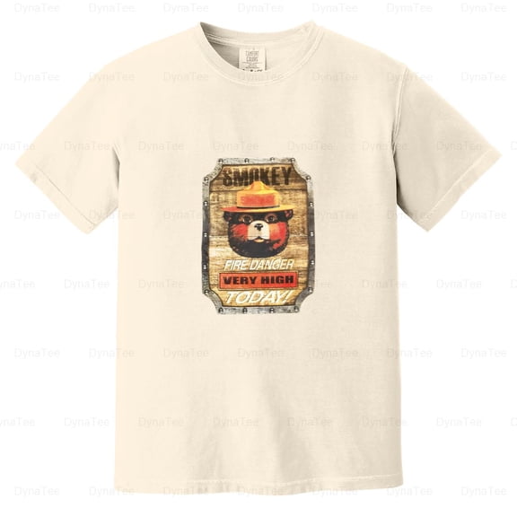 MENS TSHIRT SMOKEY BEAR WILDFIRE BLACK TEE 100 COTTON NWT Comfort Color T-Shirt Unisex, up to 4XL