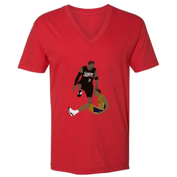 MENS V NECK Allen Iverson Stepover Lue Philadelphia Shirt T-Shirt