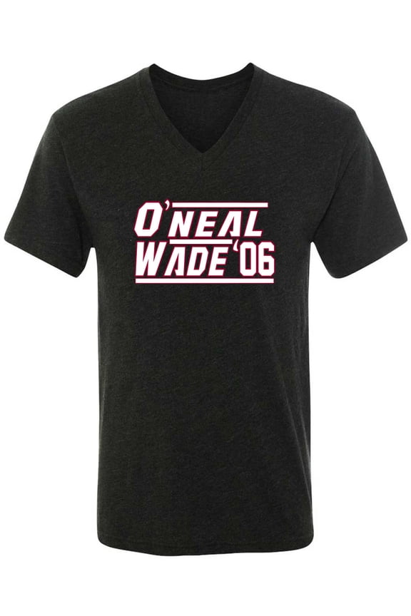 MENS V NECK Heat Dwyane Wade Shaquille O'Neal Shaq 2006 T-Shirt