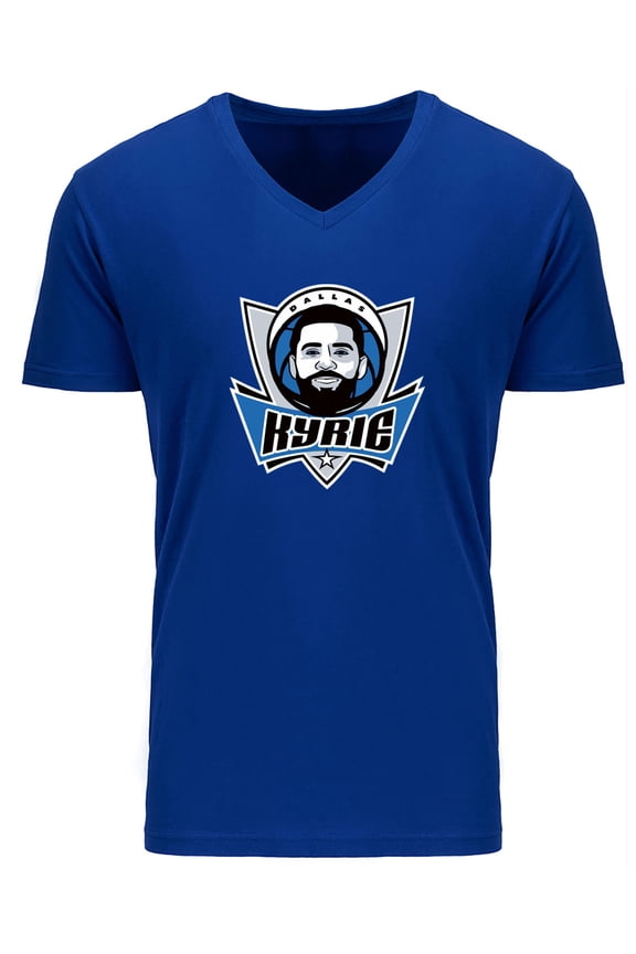 MENS V NECK Kyrie Irving Mavericks Mavs Logo T-Shirt SMALL