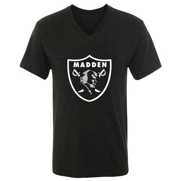 MENS V NECK Raiders John Madden Logo T-Shirt LARGE