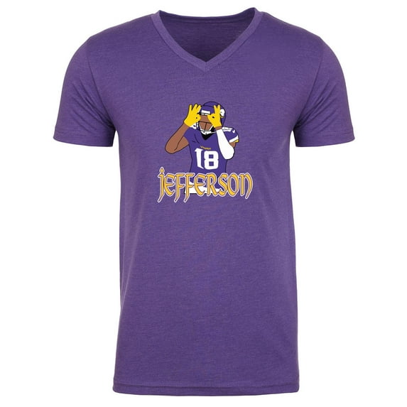 MENS V NECK Vikings Justin Jefferson Pic T-Shirt XL