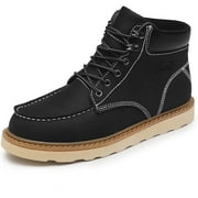 MENS Work Boot High-tops Slip Resistant Protective Leather Shoes Outdoor Sports Fluffing Warm Shoes In Winter Cotton-padded Shose.