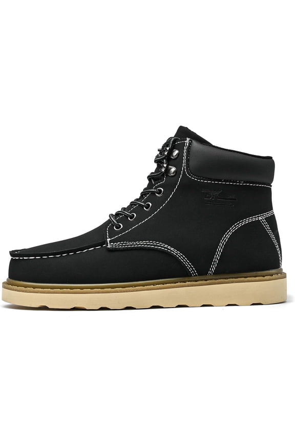 MENS Work Boot High-tops Slip Resistant Protective Leather Shoes Outdoor Sports Fluffing Warm Shoes In Winter Cotton-padded Shose.