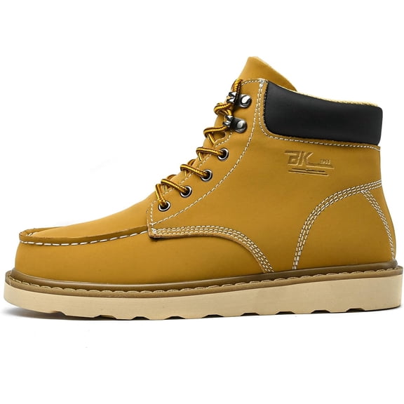 MENS Work Boot High-tops Slip Resistant Protective Leather Shoes Outdoor Sports Fluffing Warm Shoes In Winter Cotton-padded Shose.
