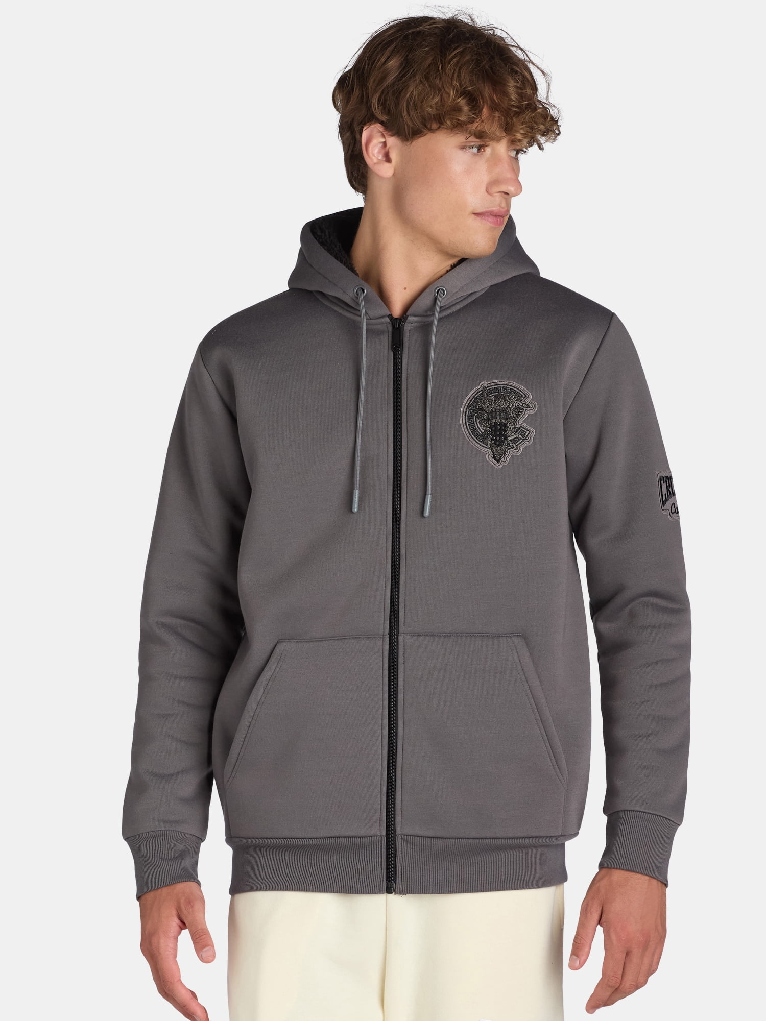 Crooks Castles men's Graphic Faux Shearling Zip Hoodie 3XL