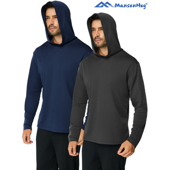 MENSENHUG 2 Pack Pullover Hoodies Long Sleeve Casual Lightweight Fashion Hooded Sweatshirt