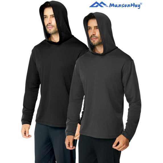 MANSENHUG 2 Pack Pullover Hoodies Long Sleeve Casual Lightweight Fashion Hooded Sweatshirt
