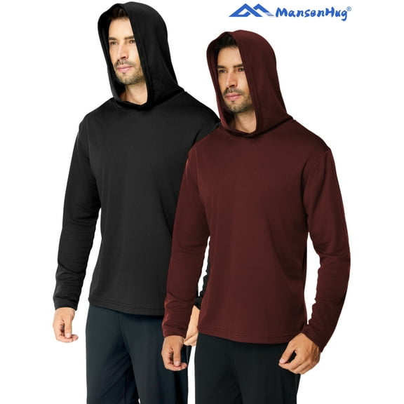 MANSENHUG 2 Pack Pullover Hoodies Long Sleeve Casual Lightweight Fashion Hooded Sweatshirt
