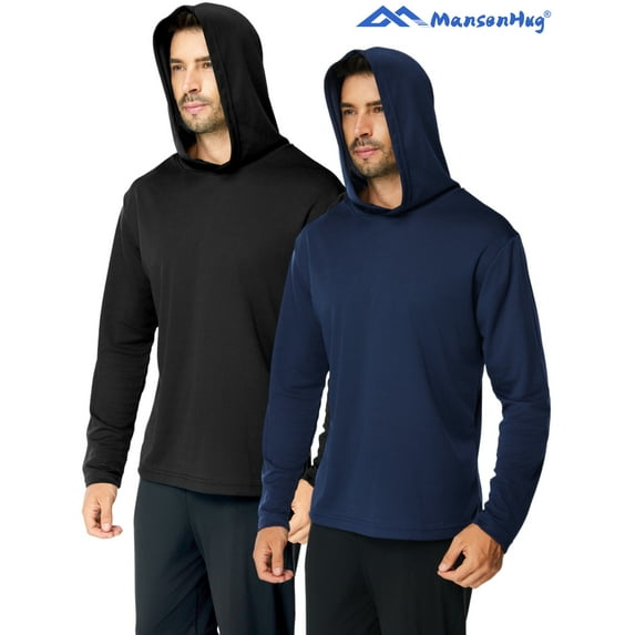 MENSENHUG 2 Pack Pullover Hoodies Long Sleeve Casual Lightweight Fashion Hooded Sweatshirt