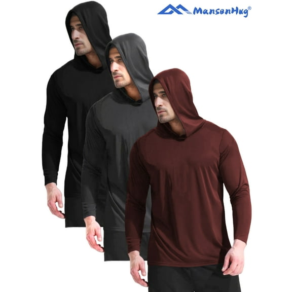 MANSENHUG 3 Pack Pullover Hoodies Long Sleeve Casual Lightweight Fashion Hooded Sweatshirt