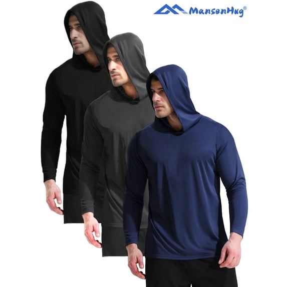 MENSENHUG 3 Pack Pullover Hoodies Long Sleeve Casual Lightweight Fashion Hooded Sweatshirt