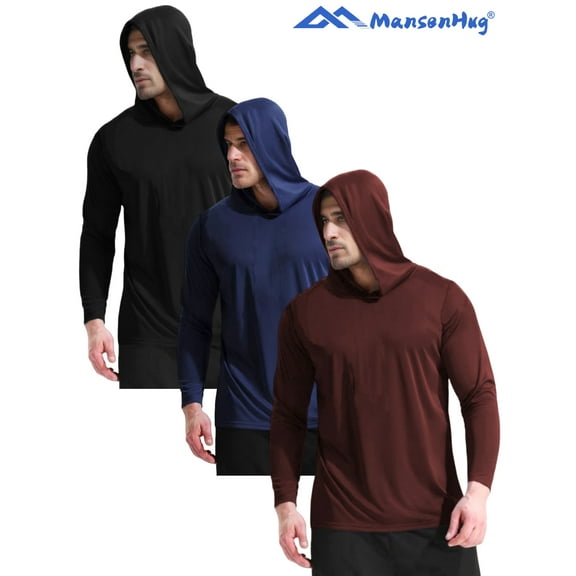MANSENHUG 3 Pack Pullover Hoodies Long Sleeve Casual Lightweight Fashion Hooded Sweatshirt