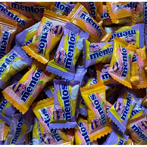 MENTOS Fruity Delight Chewy Candy, Peach Orange, Mango Taro, Fun Size (2 Pounds)