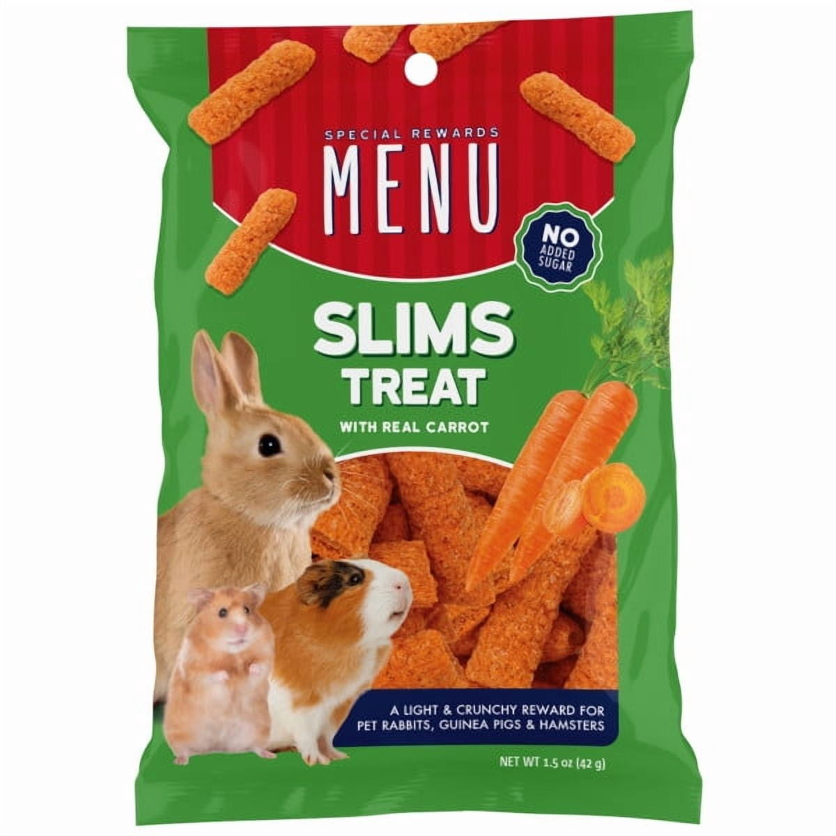 MENU SLIMS with CARROT TREAT for PET RABBITS, GUINEA PIGS and HAMSTERS 1.5OZ