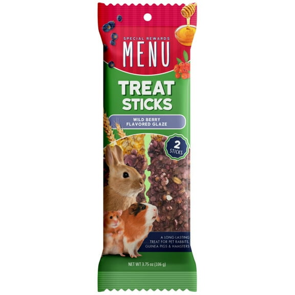 MENU Treat Sticks for Guinea Pig Wild Berry Flavored Glaze 3.75oz-2 Sticks