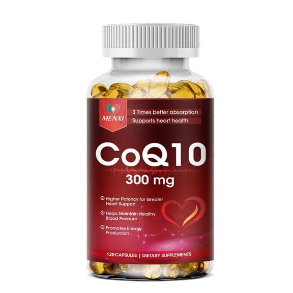 MENXI COQ10-Capsu01 High-Absorption Patented Coenzyme for Heart, Brain and Vascular Health Support Comprehensive Coenzyme Q10 Supplement-120 count