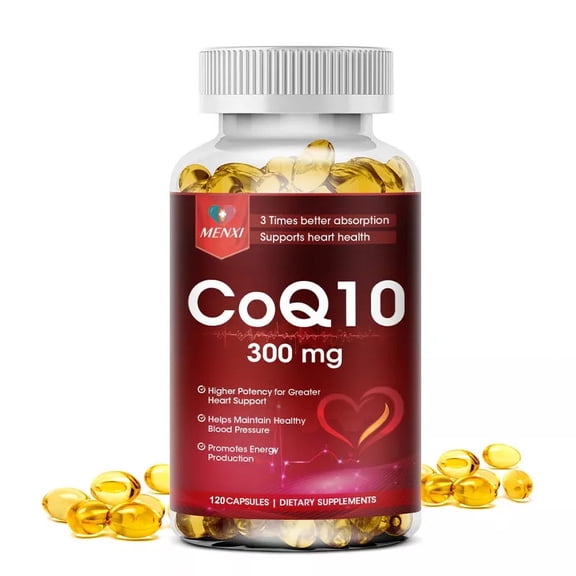 MENXI CoQ-10 Capsules 300 mg Coenzyme Q10  Support Heart Healthy Antioxidant 120 Capsules
