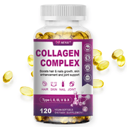 MENXI Collagen Complex 2000mg, Type I, II, III, V, X - Hydrolyzed Collagen Peptides with Biotin, Hyaluronic Acid, Supports Healthy Skin, Strong Nails & Thick Hair, 60 Count